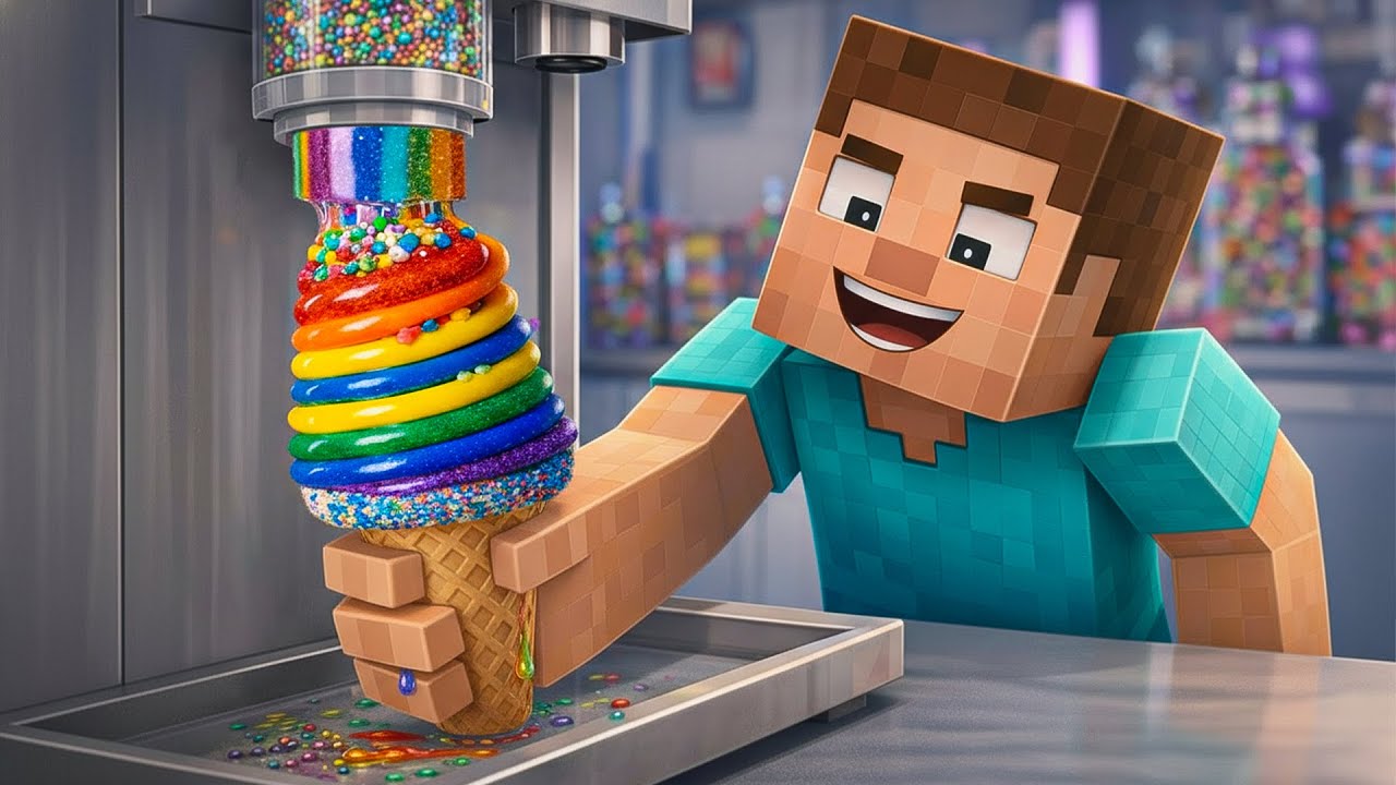 The Most Relaxing Minecraft Physics Simulation -  Making Rainbow ice cream | ZenBlock Craft