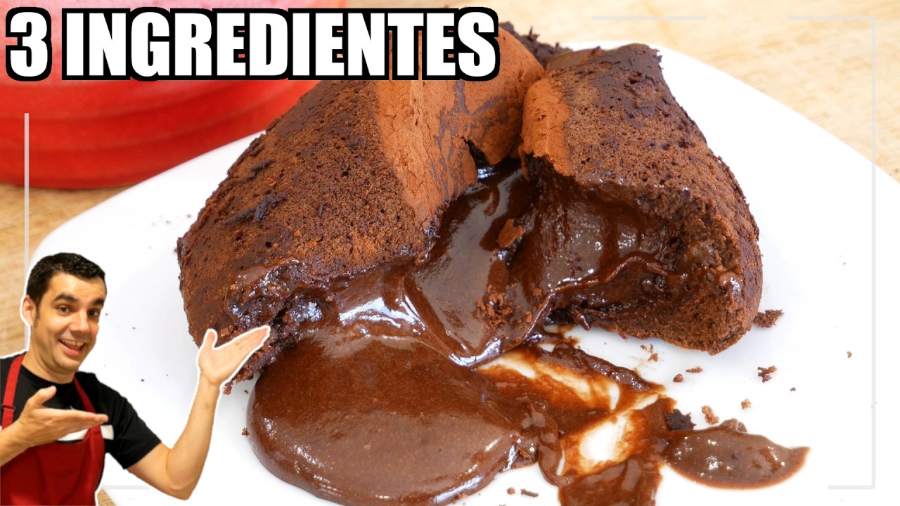 EL POSTRE DE 3 INGREDIENTES más FÁCIL y RICO! 🍫👩‍🍳 Volcan o coulant de chocolate