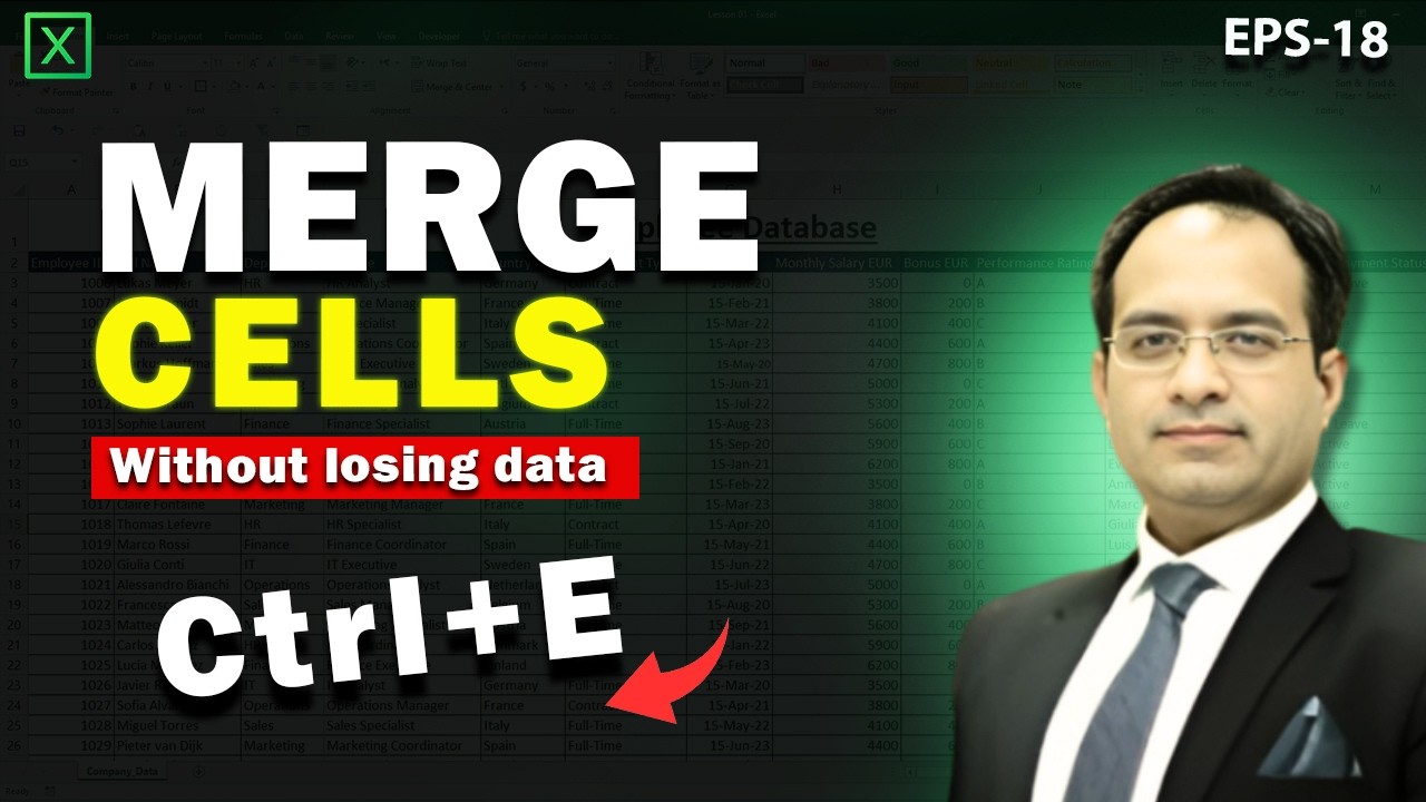 Excel Flash Fill Trick (Ctrl + E) | Merge Columns Without Formula