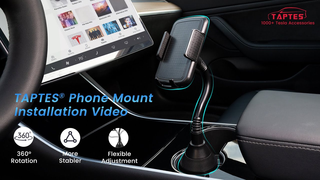 TAPTES&reg; Adjustable Cup Holder Cell Phone Mount for Tesla Model 3  Model Y