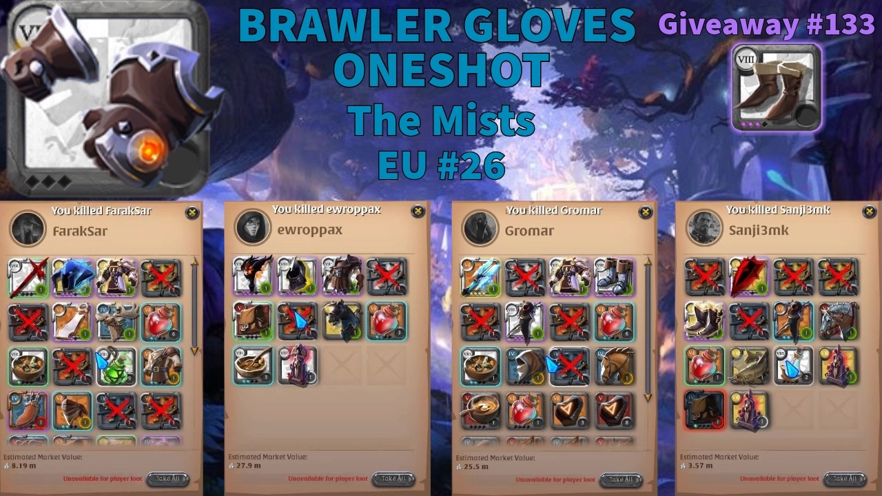 ONESHOT BRAWLER GLOVES The Mists | x2 8.3 Kills | EU #26 | Albion online - 8.3 giveaway
