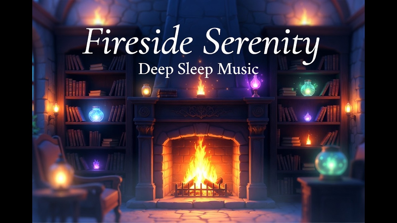 Fireside Serenity – Deep Sleep Music | Celestial Ambience, Fireplace Sounds, OM Chanting