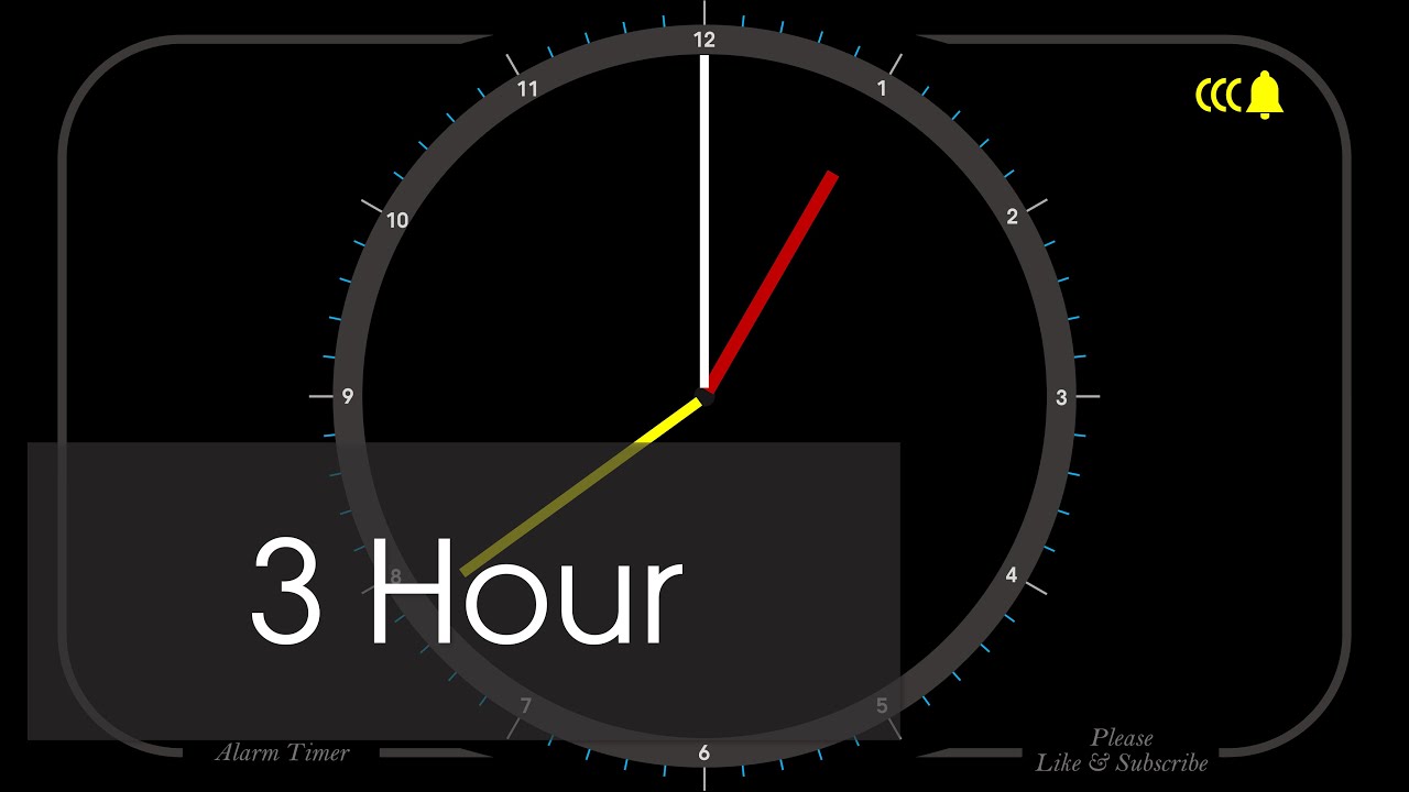 3 Hour - Analog Clock Timer & Alarm - 1080p - Countdown