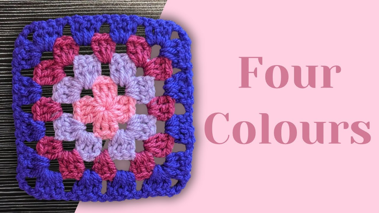 Crochet Four Colours Tutorial | Granny Square 