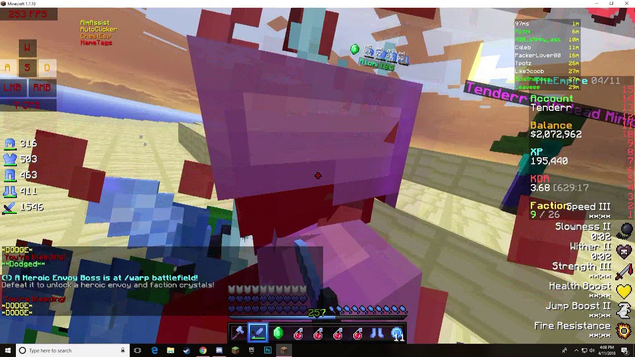 Hacking on cosmicpvp phantom kills