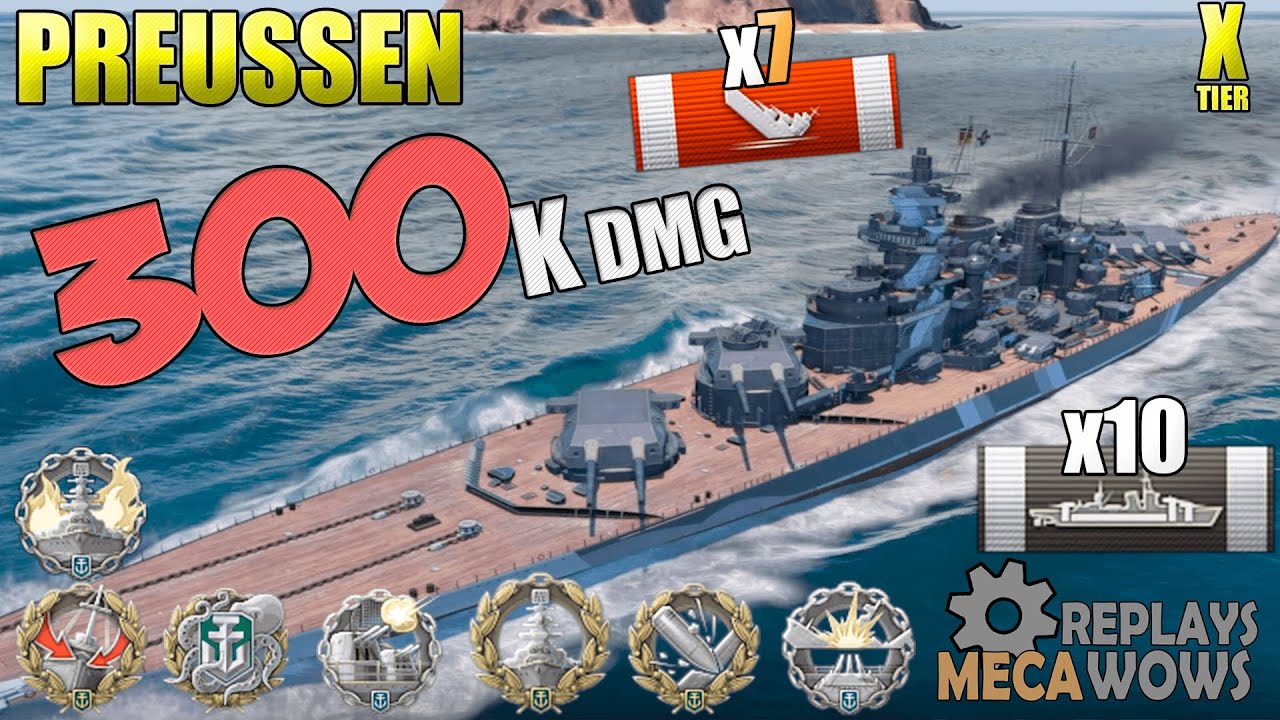 Preussen 8 Kills & 298k Damage | World of Warships Gameplay 4k