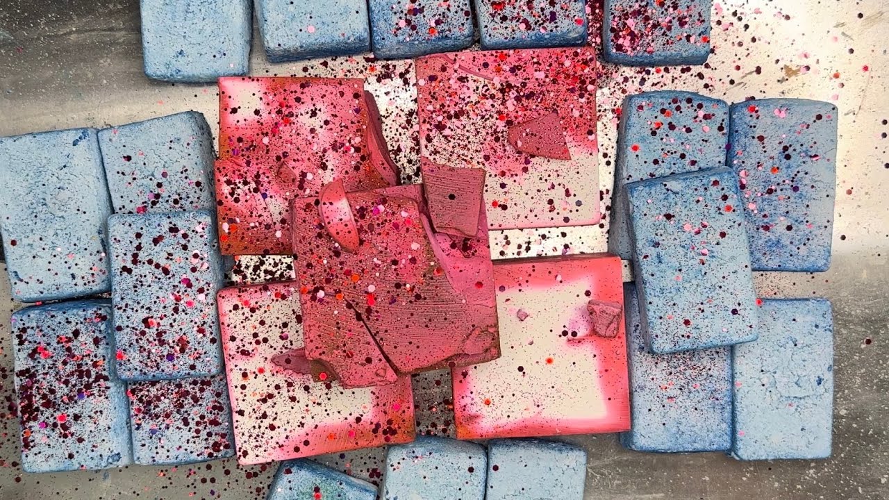 Dyed Pink Gym Chalk with Blue Gym Chalk Reforms