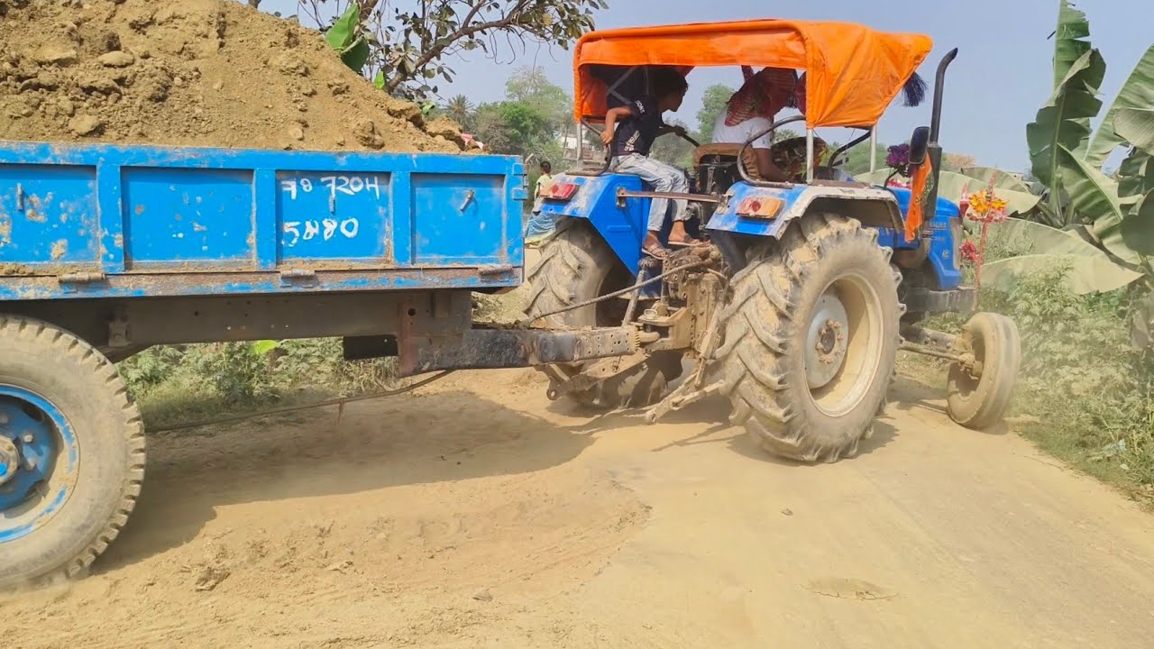 Jcb Manitou loading mud in Tractor's Sonalika Eicher Swaraj and track 🚜