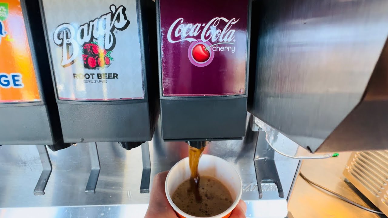 Soda Fountain Machine Drinks | Cherry Coke, Barq’s Root Beer, Sprite, Dr. Pepper | Blaze Pizza, CA