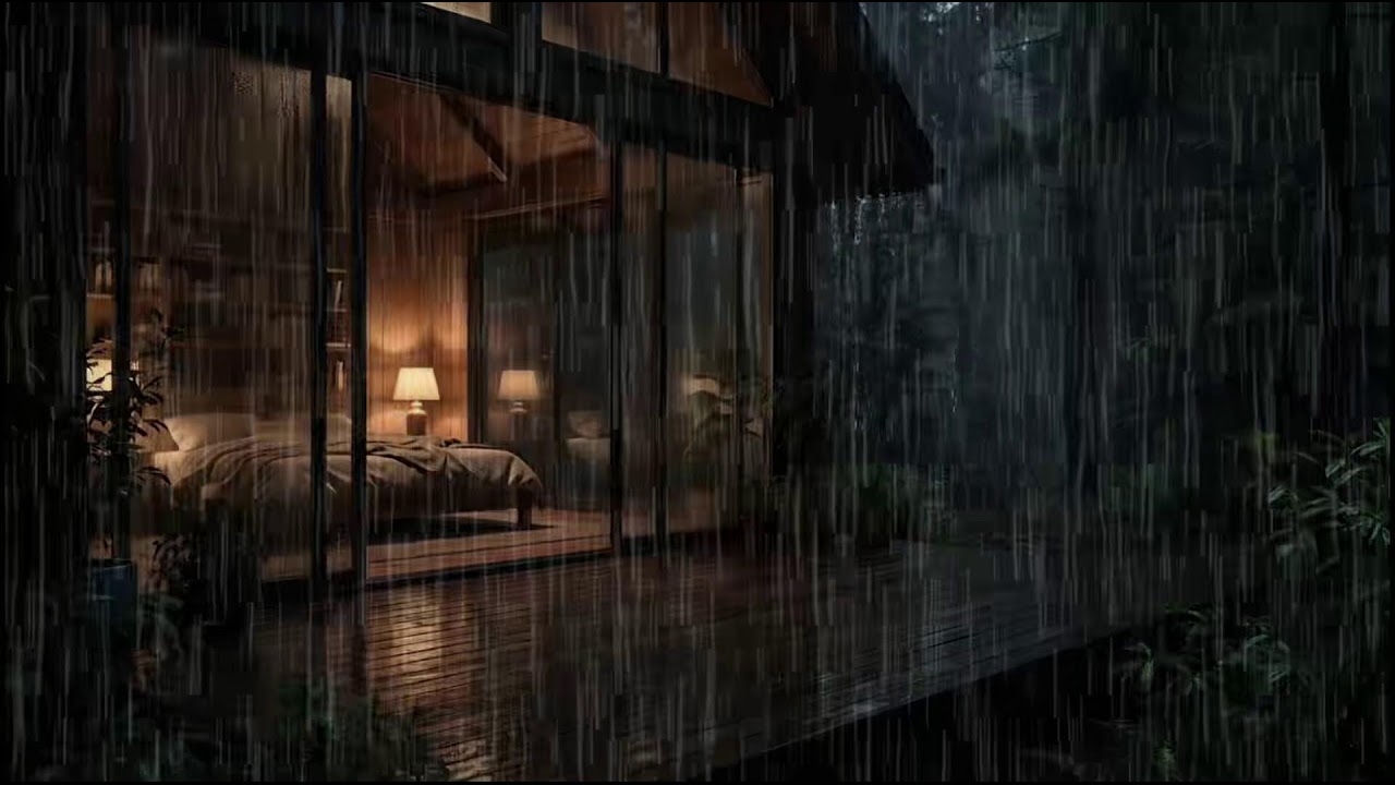 Rainy Night in a Forest Cabin 🌲 | Soft rain ambience with steady rain sounds for deep relaxation