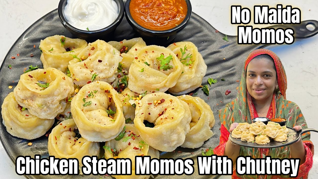 Chicken Steam Momos With Momos Chutney | No Maida Momos | Healthy Suji Momos | Recipe With Vlog 