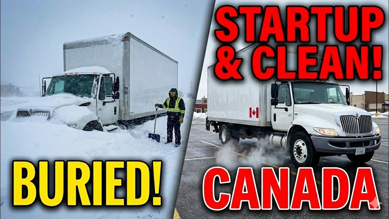 Headline🇨🇦 BURIED ALIVE! ❄️ Canada Massive Snow Storm Straight Truck Cleanup & Cold Start