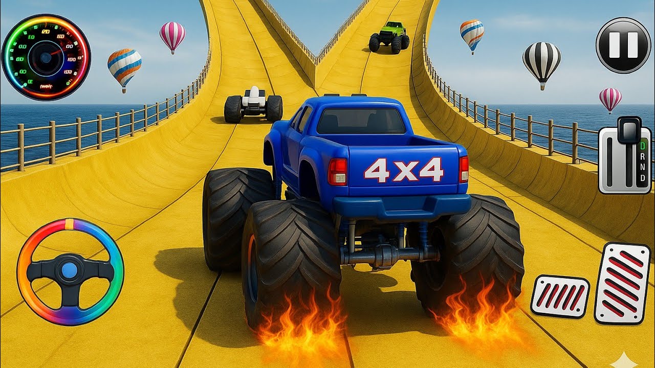 Monster Truck Mega Ramp Impossible Driver - Monster Truck Stunt Racing - Android Gameplay 