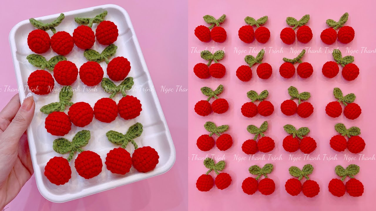 #144- Móc Cherry bằng len 🍒/Wool Cherry crochet?Ngọc Thanh Handmade 💕