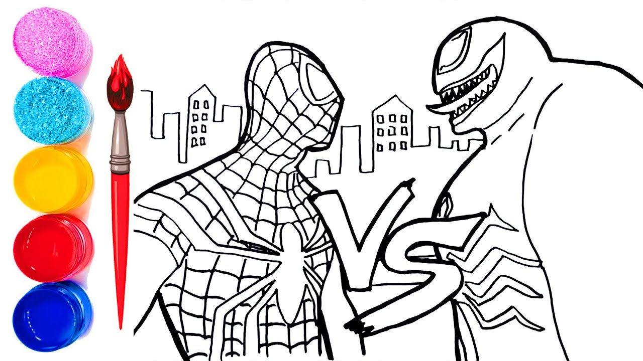 Spiderman Vs Venom Coloring Pages | How to Draw Spiderman and Venom | Superheroes Coloring Book