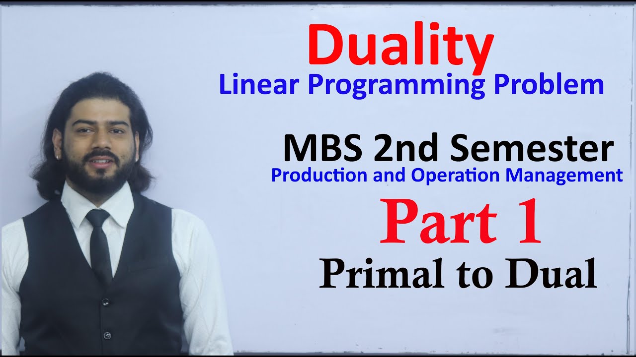Duality Changing Primal to Dual  MBS 2nd Semester Production and Operation Management LPP