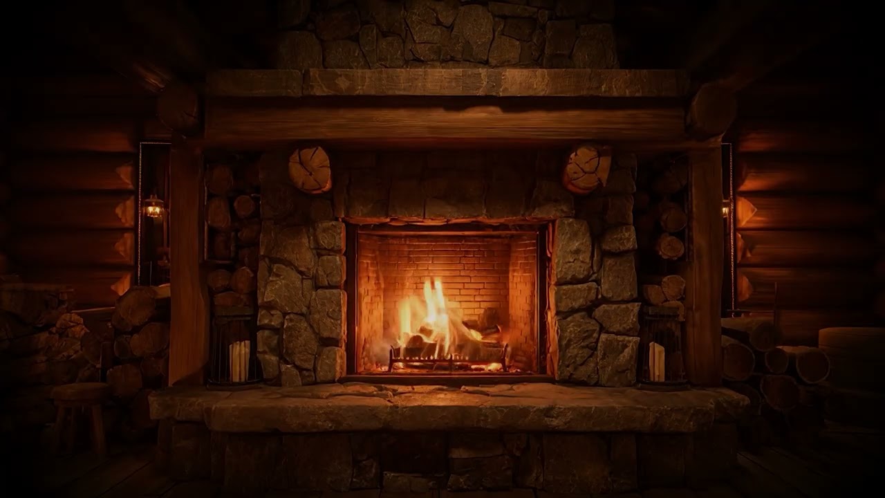 Peaceful Fireplace at Night 🔥 Gentle Rain | 10 Hours of Restful Sleep & Quiet Reflection