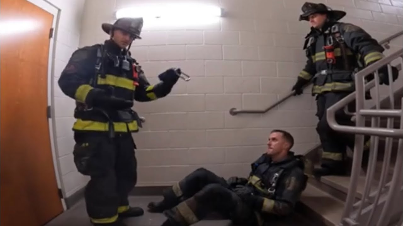 Moving a Downed Firefighter Up Stairs - multiple methods (LT Bassel Ibrahim & Mikey Covell)