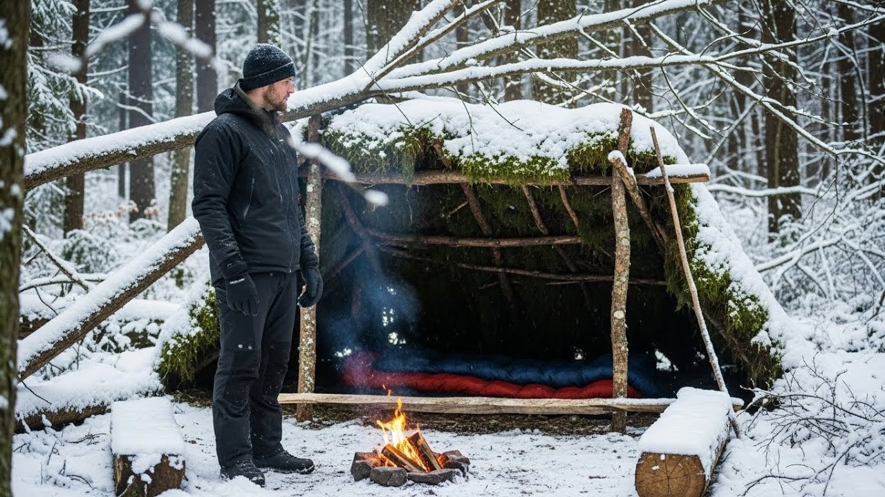 Surviving -16°C | Winter Bushcraft Shelter & Outdoor Sleep