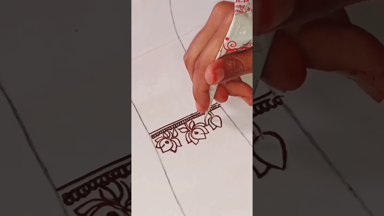 lotus 🌷 border with cutwork #mehndi #design #lotus #stepbystep