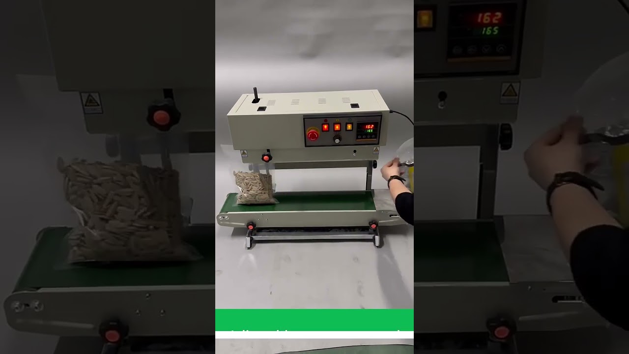 FR-770 Continuous Band Sealing Machine Automatic Heat Vertical Plastic Sealer Packaging Machine