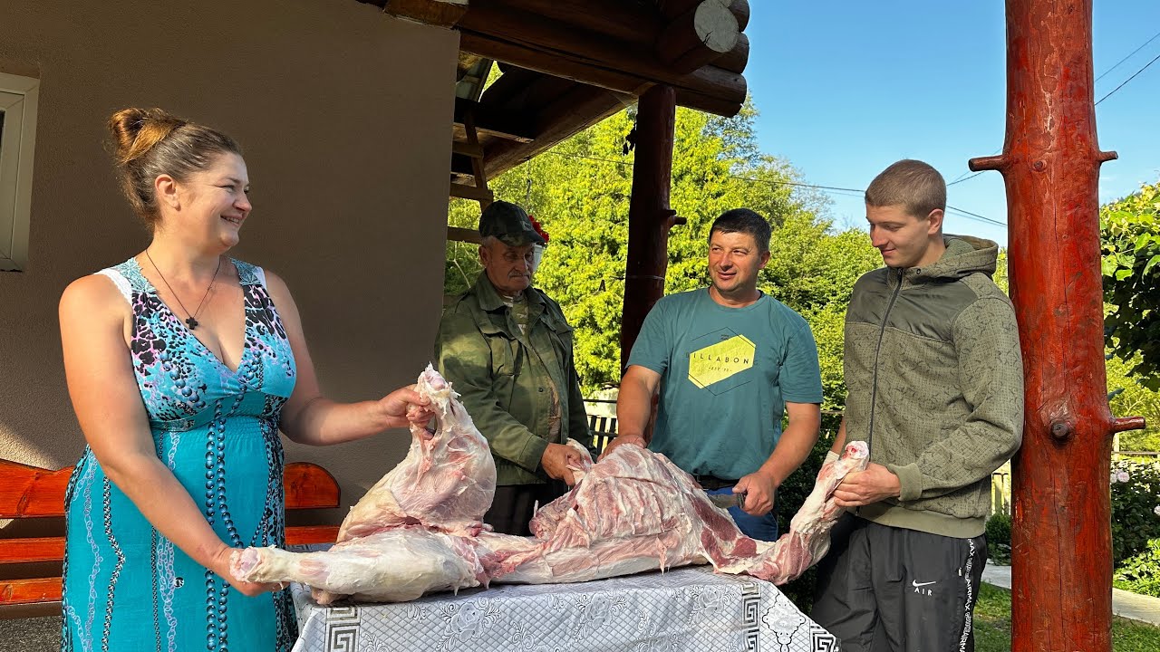 Happy Rural Life in a Carpathian Village 🏔️ Meat Preparation, Smoking, Haymaking & Homemade Food