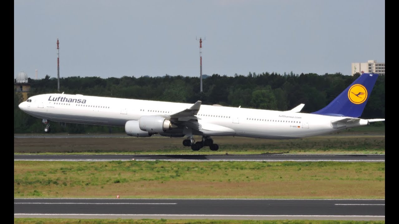 [TOO BIG FOR AIRPORT] Lufthansa Airbus A340-600 | Taxi + Takeoff at Berlin-Tegel TXL