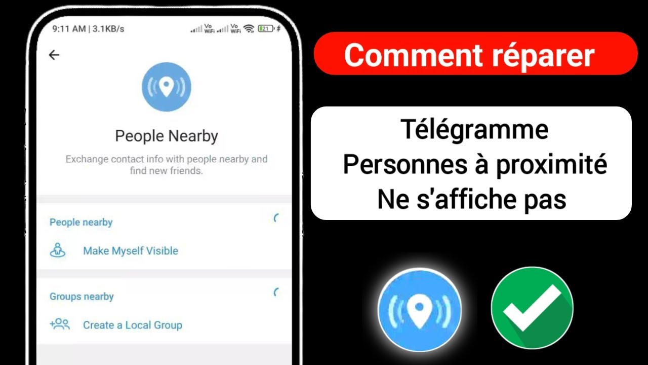 Comment r&eacute;parer les personnes &agrave; proximit&eacute; qui ne s&rsquo;affichent pas sur Telegram