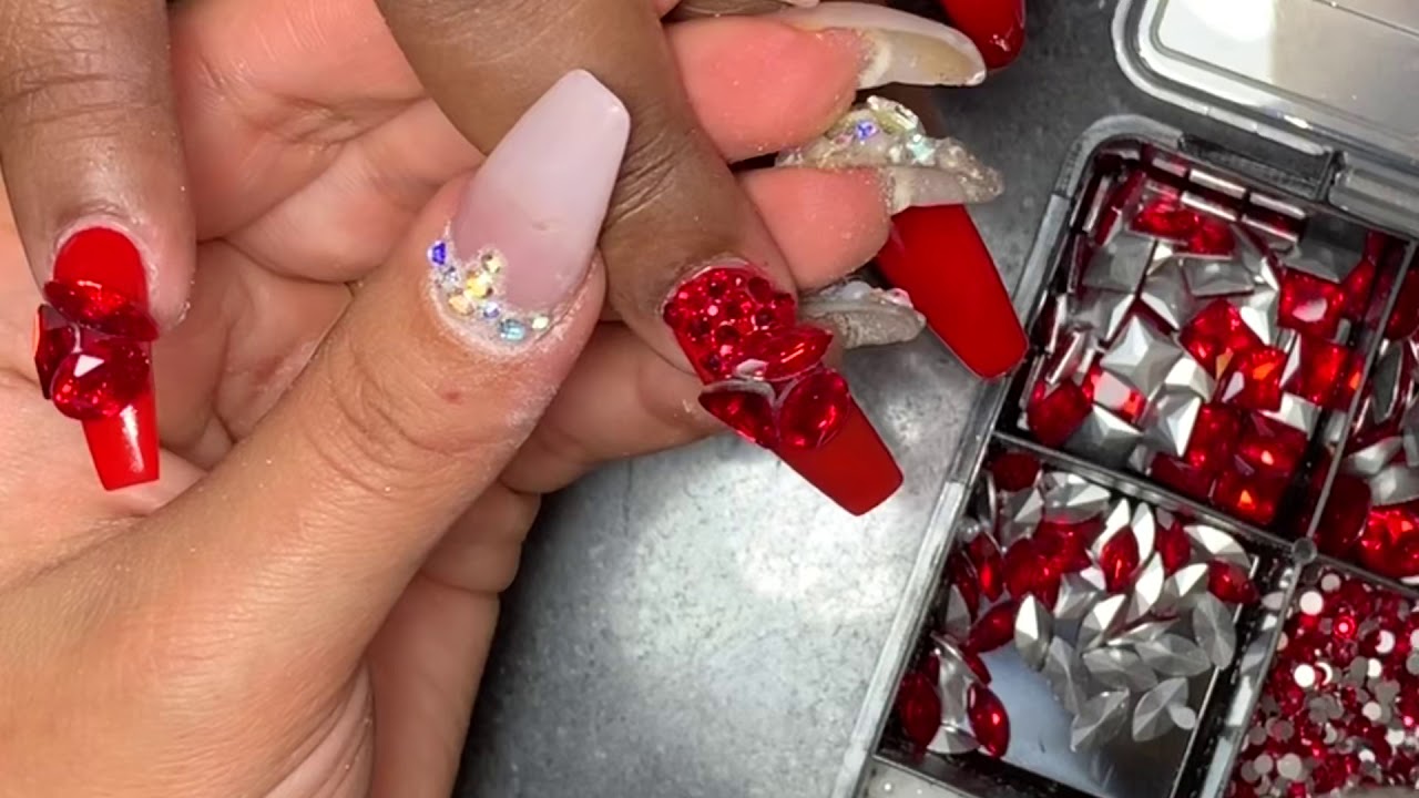 Acrylic Nails Tutorial | Red Coffin Nails