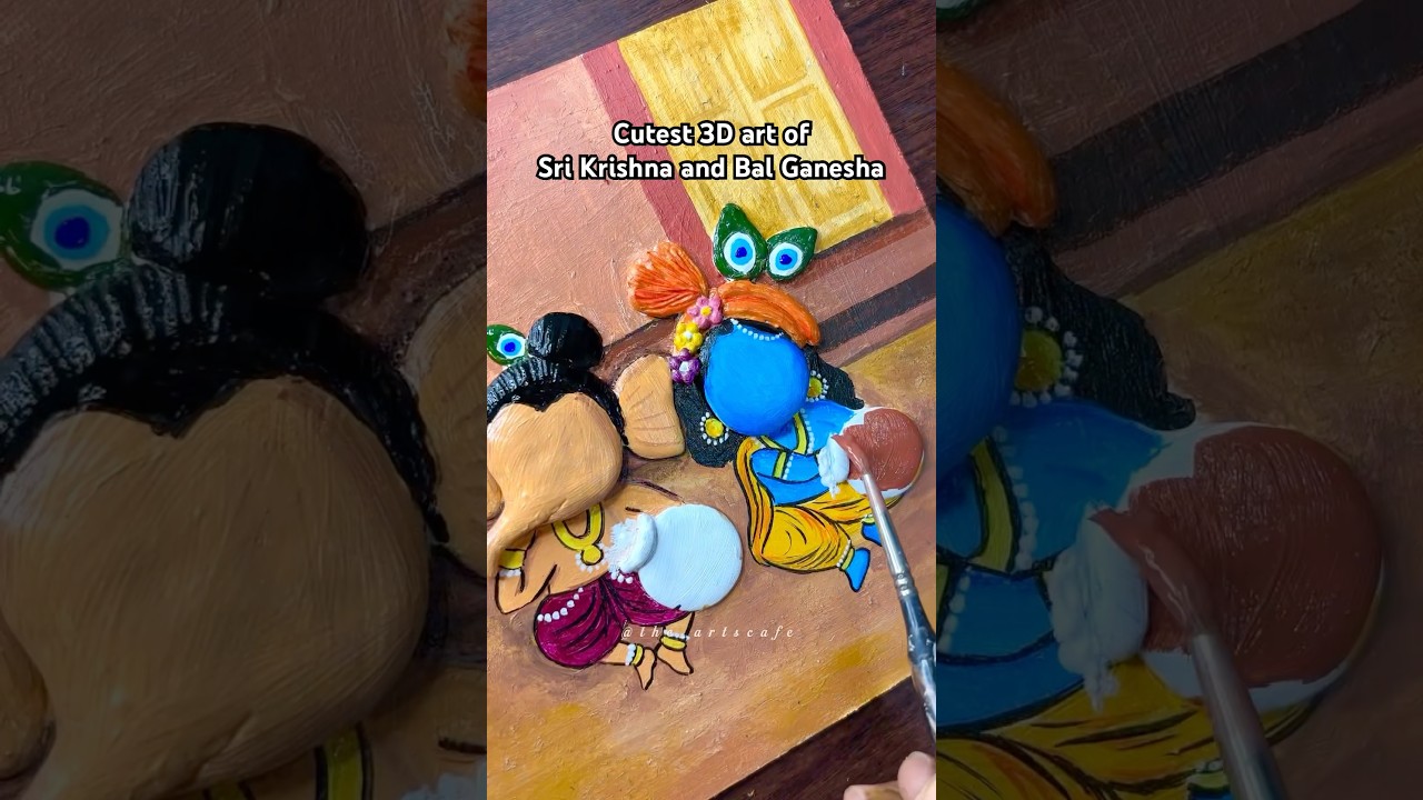 Tutorial: 3-D art of Sri Krishna and Ganesha on MDF board😍#Shorts #Trending