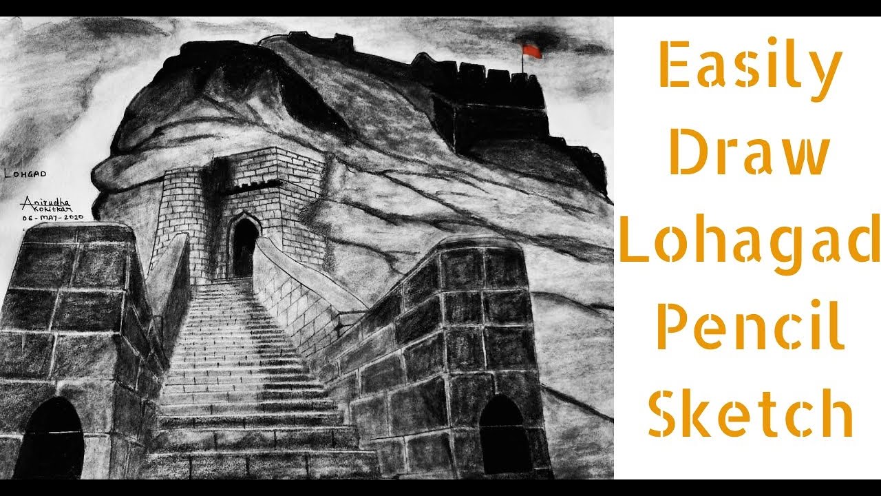 How to draw Lohagad Pencil sketch II Jay Shivray