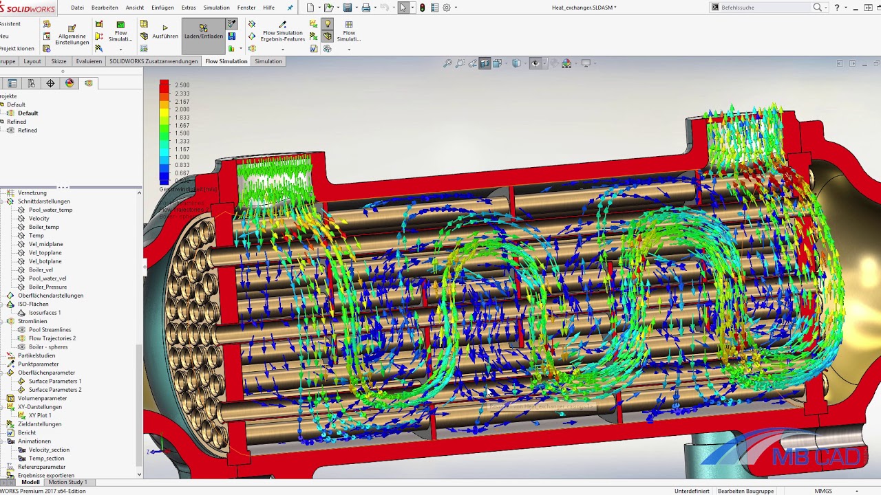 SOLIDWORKS FLOW Simulation: Wärmetauscher