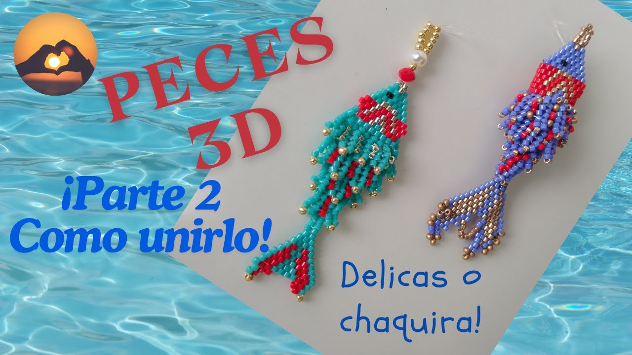 Tutorial Paso a Paso Como UNIR un Pez  3D PARTE 2 Super Fácil Puntada Espina de Pescado y Brick
