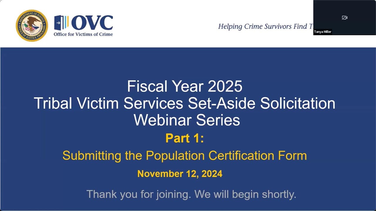 OVC FY25 Tribal Victim Services Set-Aside - Part 1: Submitting the Population Certification Form