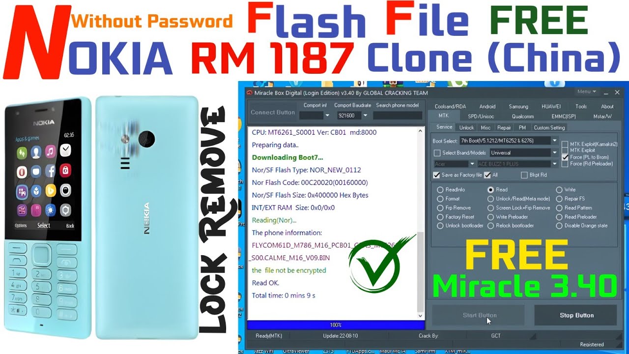 NOKIA RM-1187 China Clone Flash File - China Keypad Mobile Password Unlock Free with Miracle 3.40...