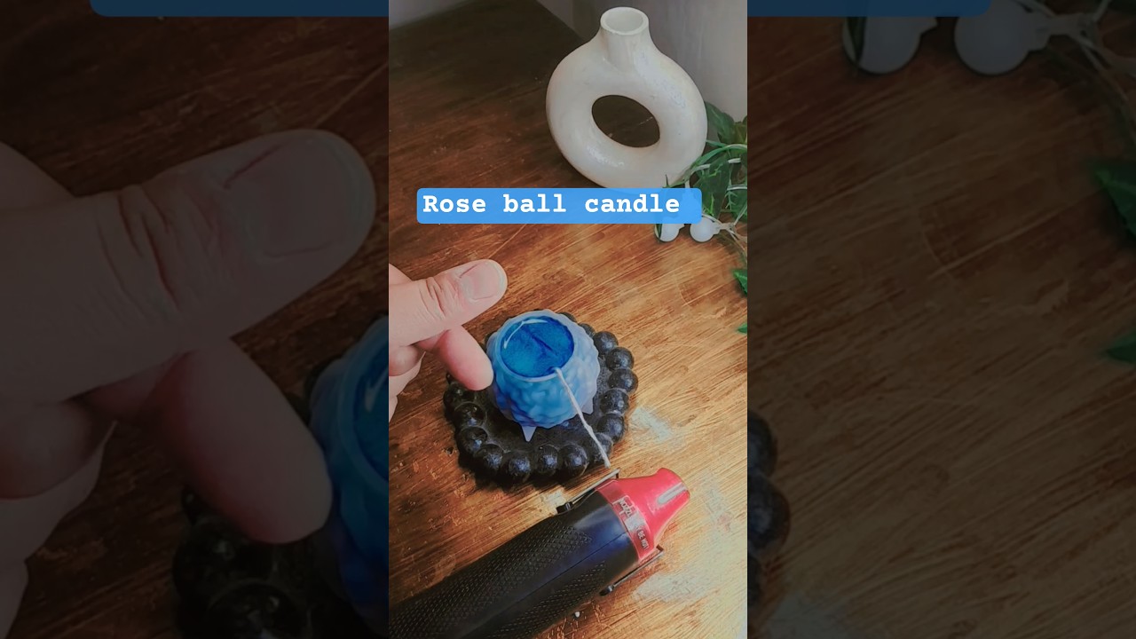 Blue Rose Ball Candle | Aesthetic Handmade Soy Wax | Floral Decor Candle