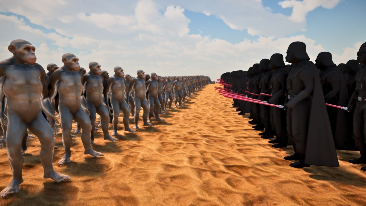 100,000 Monkeys vs 5,000 Darth Vaders – Ultimate Chaos Battle 🐒⚡