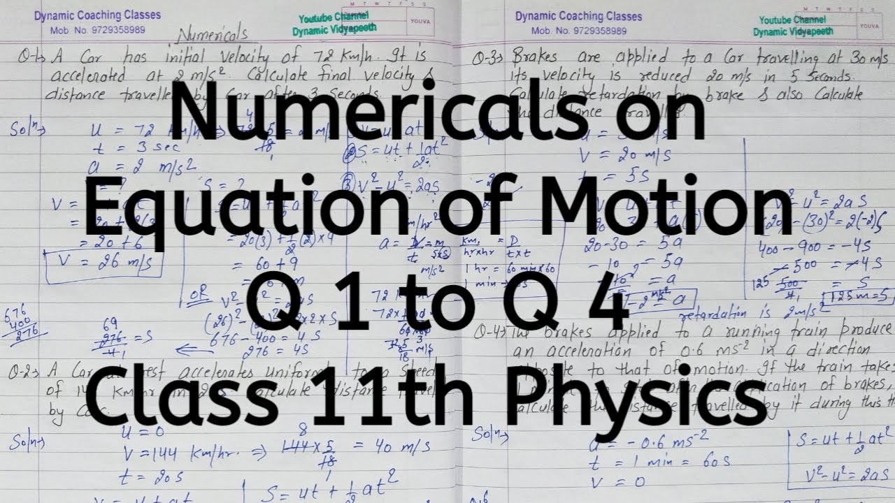 Numericals on Equation of Motion | Chapter 2 | Motion in a Straight line | Class 11 Physics