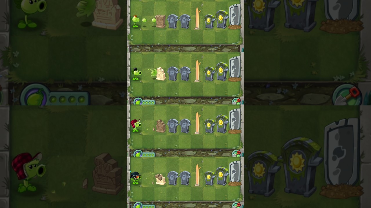 Which pea-shooters can destroy all obstacles using 4 Plant Food?