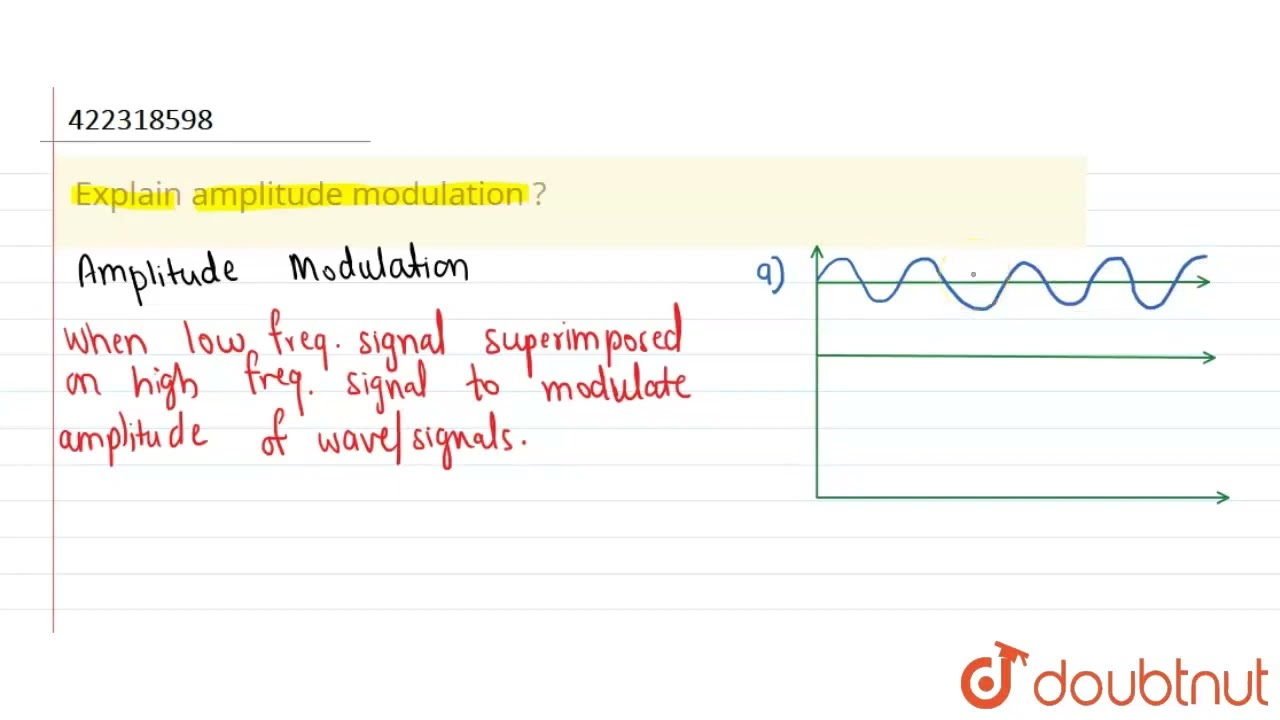 Explain amplitude modulation ? | CLASS 12 | PRINCIPLES OF COMMUNICATION | PHYSICS | Doubtnut