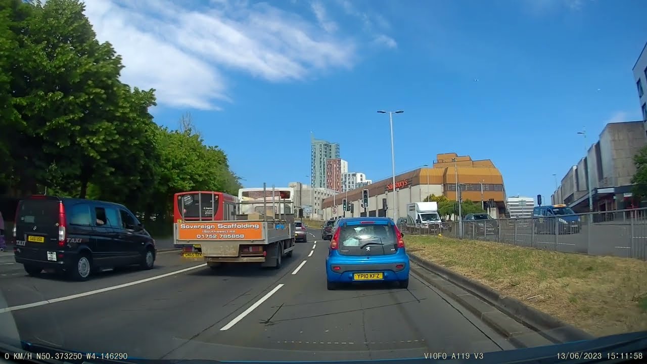 Plymouth City Centre by Car - from Ferry Terminal to the A38 Devon Expressway