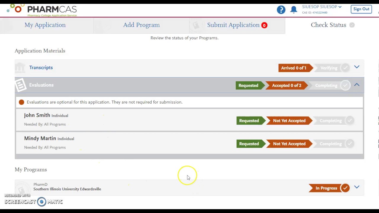 final steps in completing your PharmCAS