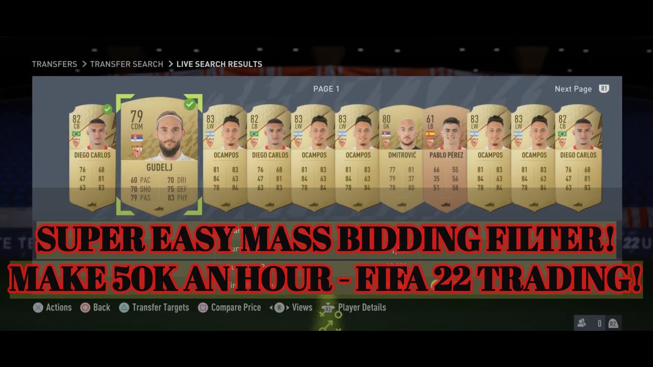 FIFA 22 TRADING TIPS - SUPER EASY MASS BIDDING FILTER! MAKE 50K AN HOUR - FIFA 22 TRADING!