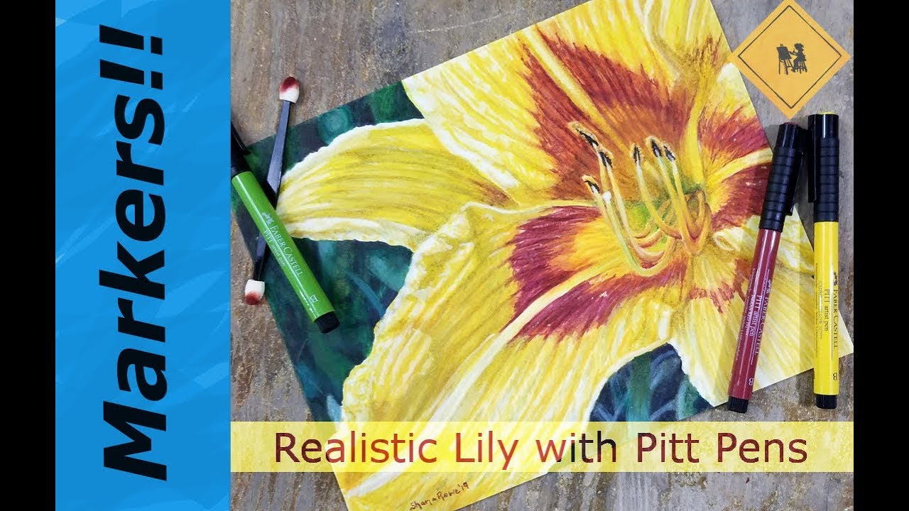Drawing a Realistic Lily in Markers (Faber-Castell Pitt Artist Pens)