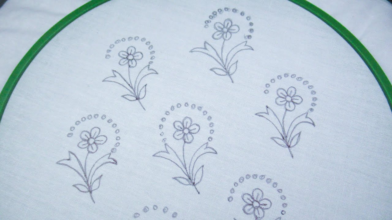 Very Cute All Over flower hand embroidery tutorial with beads, Easy flower embroidery design