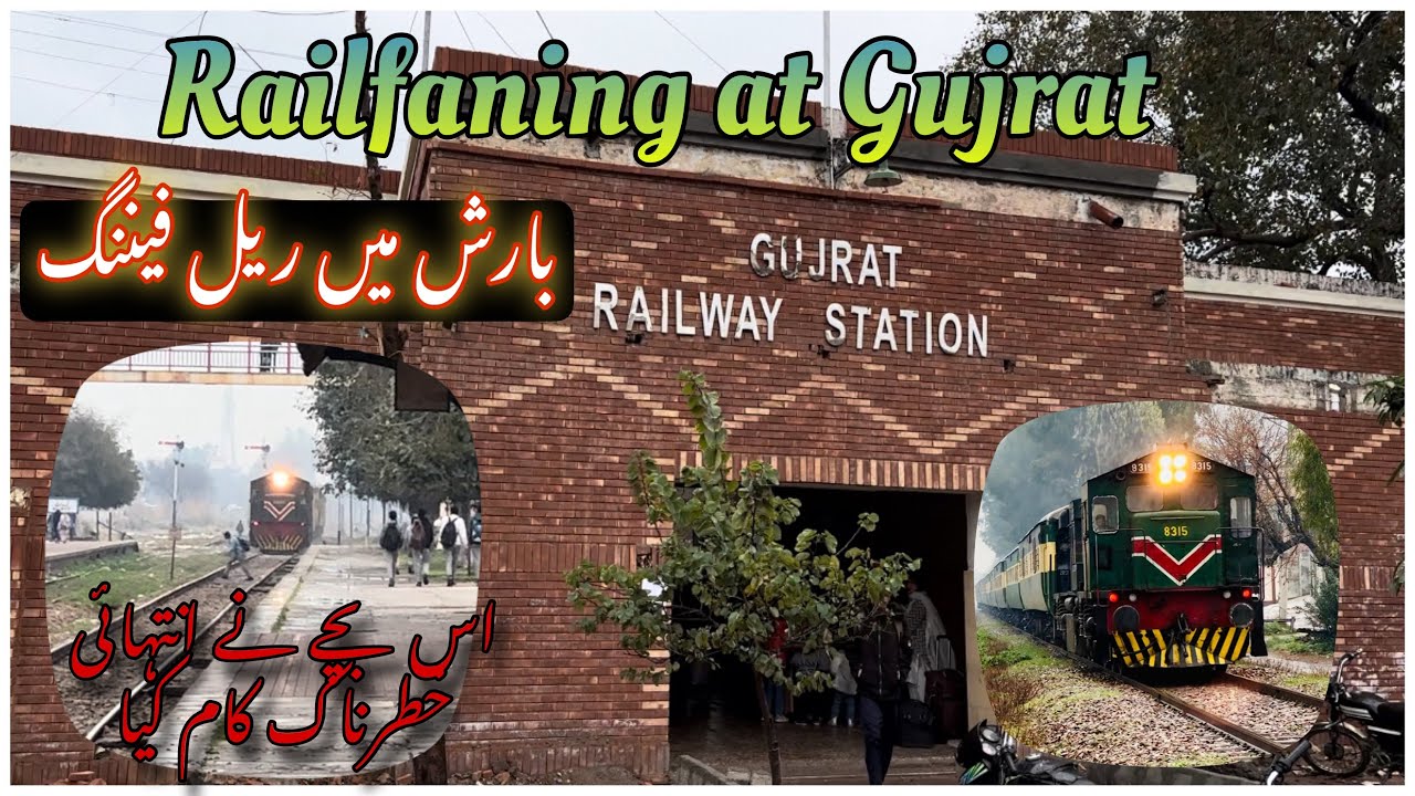 Exploring Gujrat Railway Station|Train Arrivals, Departures, and a Shocking Incident|Rainy Day