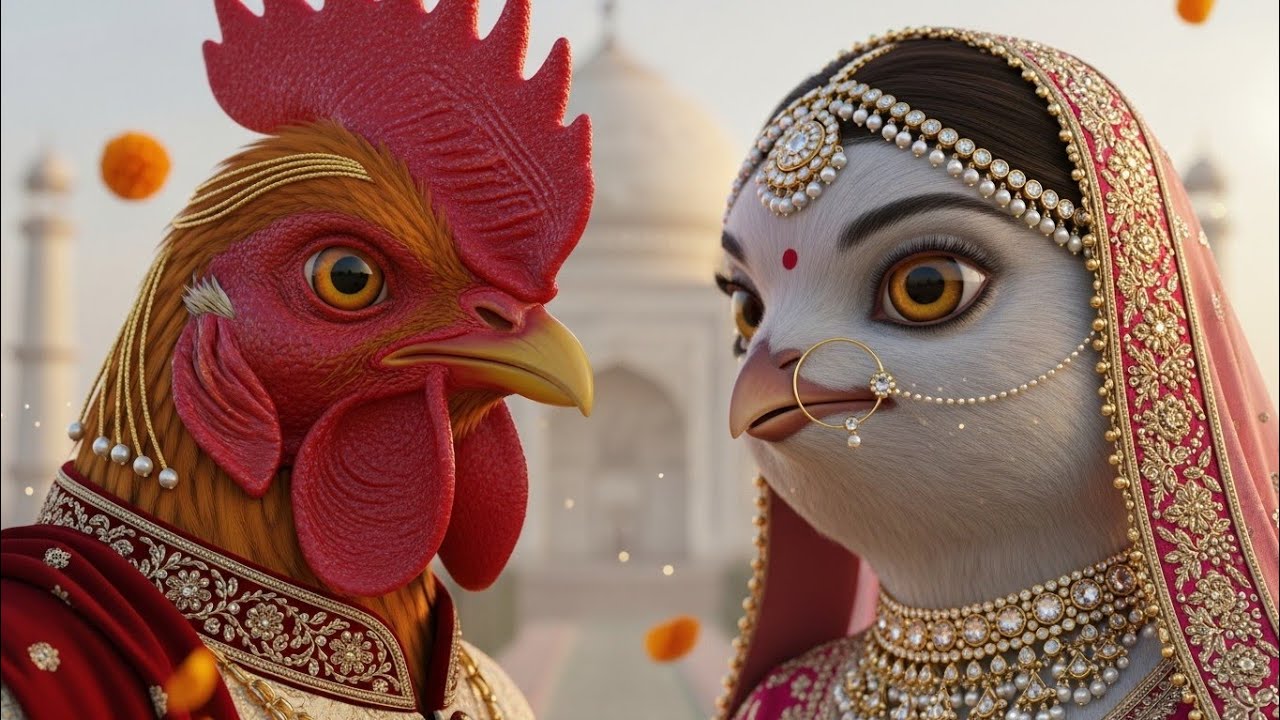 मुर्गे की निकली बारात 🐓✨ | Kids Song | Rooster Wedding Baraat | Indian Wedding Animation 3D