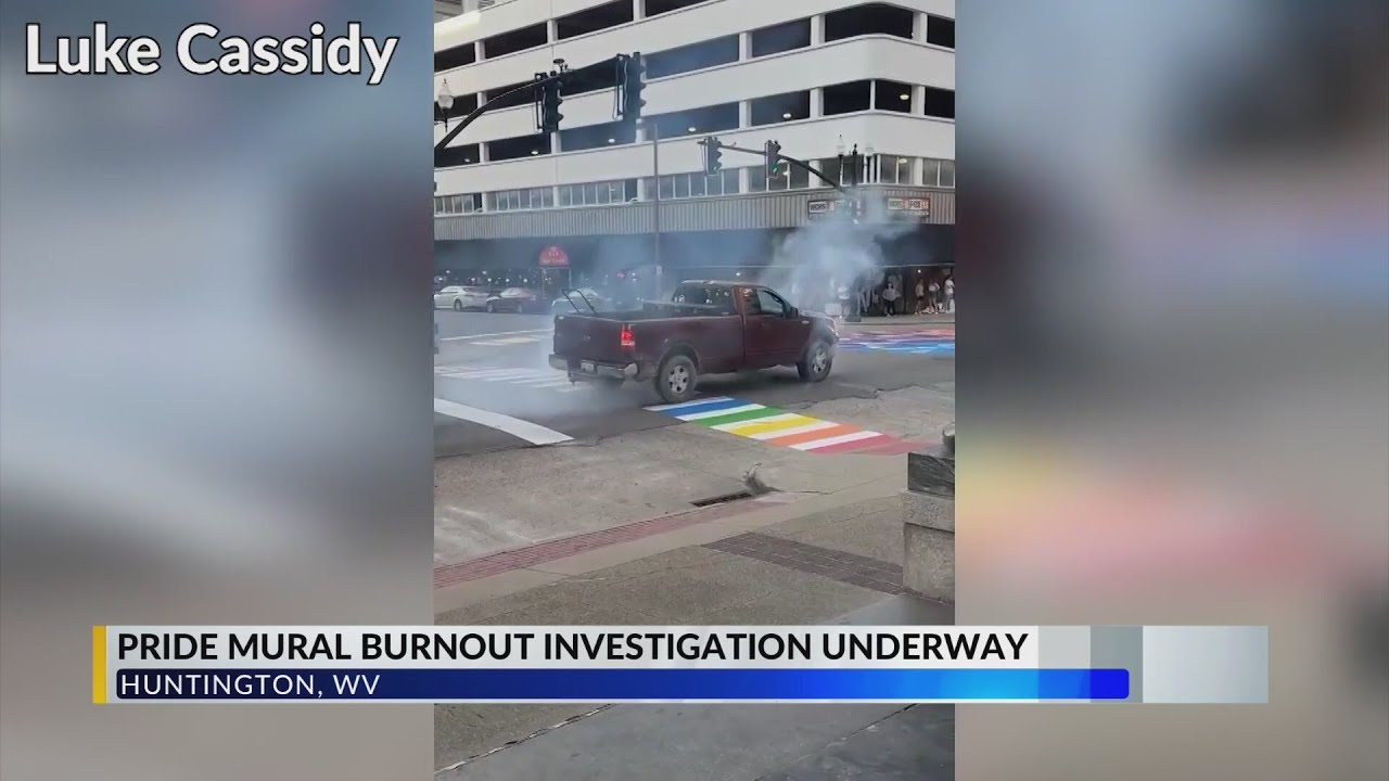 Video shows pick-up truck driver doing burnout on Pride crosswalk in Huntington