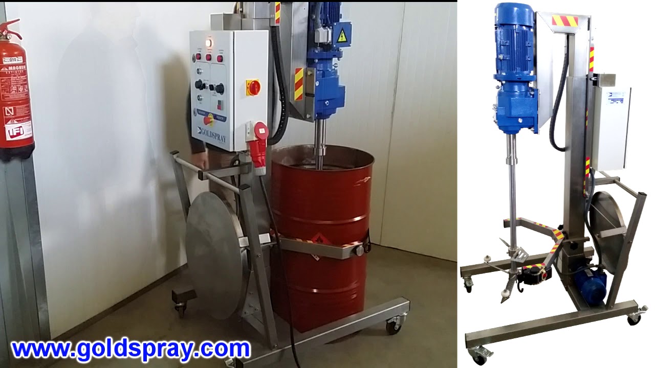Miel Crema / Helimiel Agitador industrial móvil telescópico y automático para bidones de 200 litros