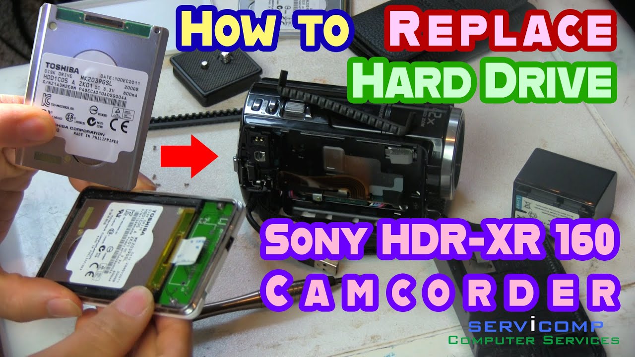 How to Replace the Hard Drive for the Sony Handycam HDR-XR160 + How to Swap HD Enclosure